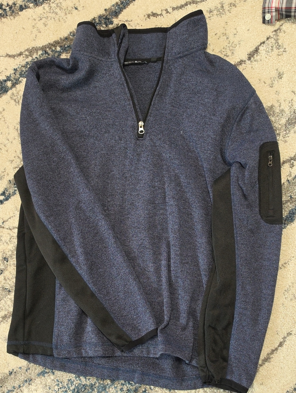 Men's Navy Quarter-Zip Sweater with Black Accent